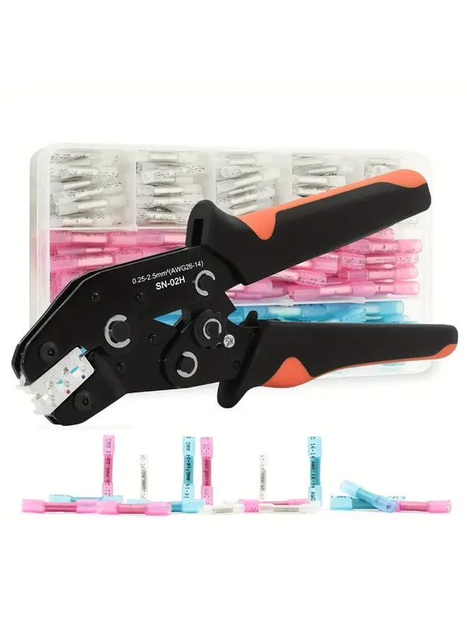 SN 02H HC Crimping Tool Ratchet Wire Crimper For AWG 26 14 With 130PCS Heat Shrink Butt Connector Kit - Image 1
