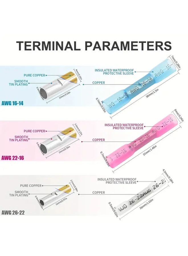 SN 02H HC Crimping Tool Ratchet Wire Crimper For AWG 26 14 With 130PCS Heat Shrink Butt Connector Kit - Image 5