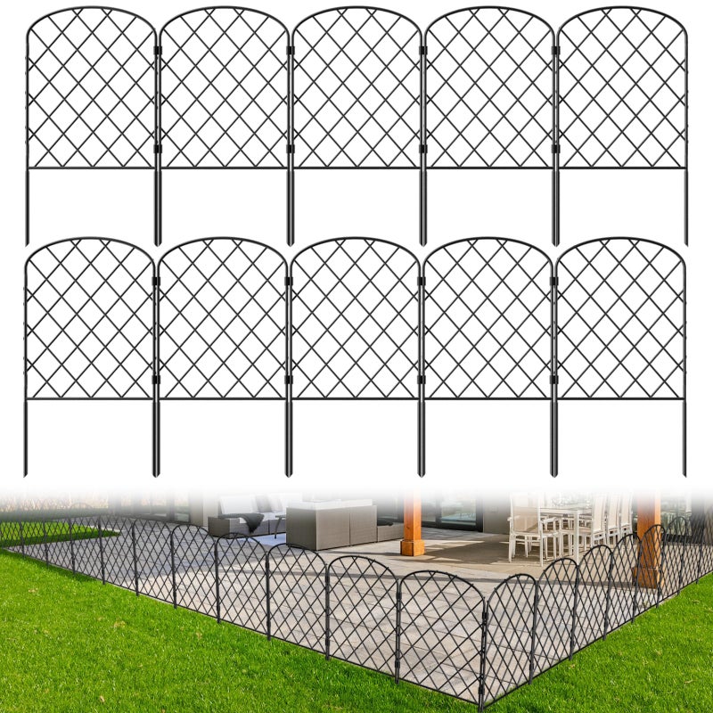 PINPON 10Pack Decorative Garden Fence 24inH x 108ftL Rustproof Metal Diamond Grid Panels Animal Barrier Landscape Border for Temporary Fencing Yard Patio Flower Beds and Outdoor Decor - Image 2