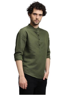 Dennis Lingo Olive Casual Shirt for Men, 100% Cotton, Slim Fit  - Image 3