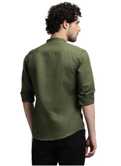 Dennis Lingo Olive Casual Shirt for Men, 100% Cotton, Slim Fit  - Image 5