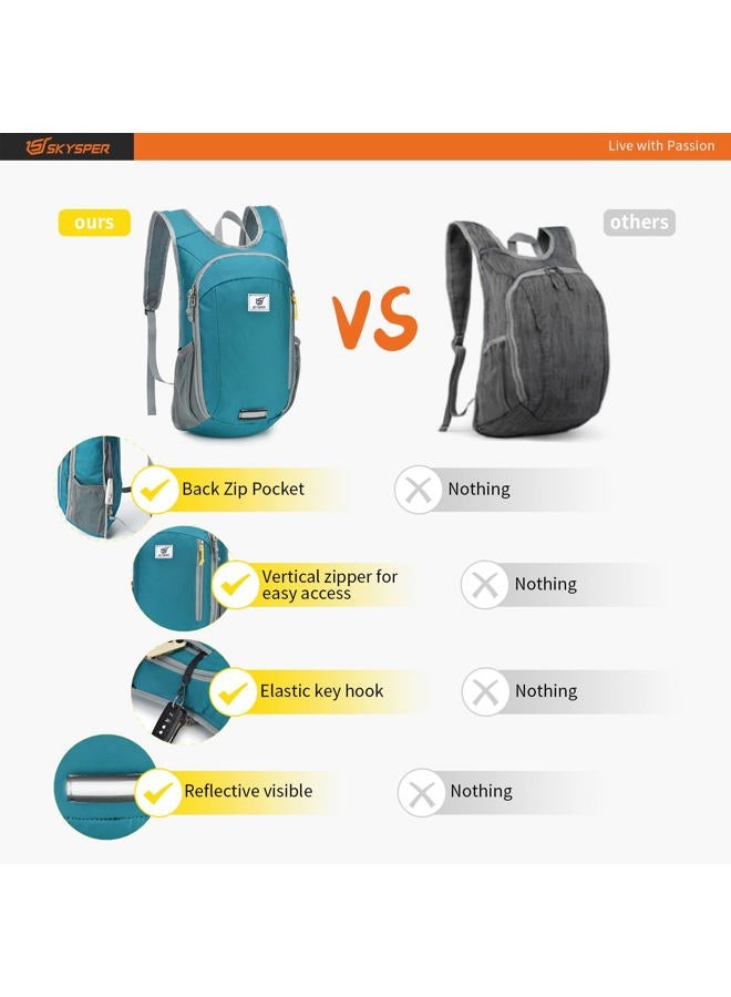SKYSPER Small Daypack 10L Hiking Backpack Packable Lightweight Travel Day Pack for Women Men(Cyan)  - Image 5