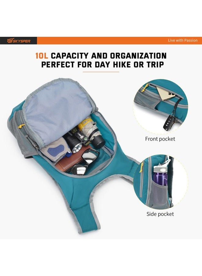SKYSPER Small Daypack 10L Hiking Backpack Packable Lightweight Travel Day Pack for Women Men(Cyan)  - Image 3