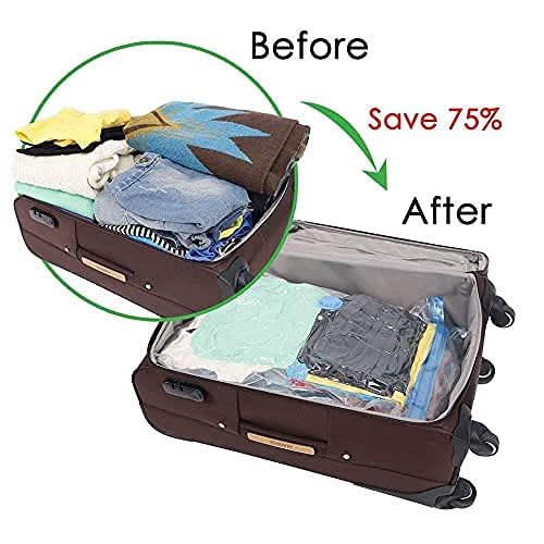 DHAVL Pack of 5 Reusable Vacuum Storage Space Saver Compression Sealer Bags for Clothes with Hand Pump 2 Small 50 x 60 cm 2 Medium 60 x 70 cm 1 Large 70 x 100 cm TRANPARENT Plastic - Image 4
