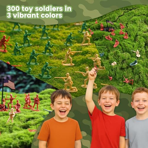 3 otters 300PCS Toy Soldiers Set, Army Men Figures Military Toys for Boys, Kids Toys Birthday Gift, 3 Colors - Image 5