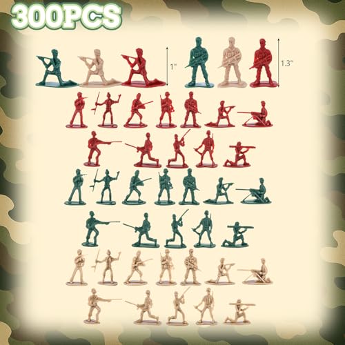 3 otters 300PCS Toy Soldiers Set, Army Men Figures Military Toys for Boys, Kids Toys Birthday Gift, 3 Colors - Image 2