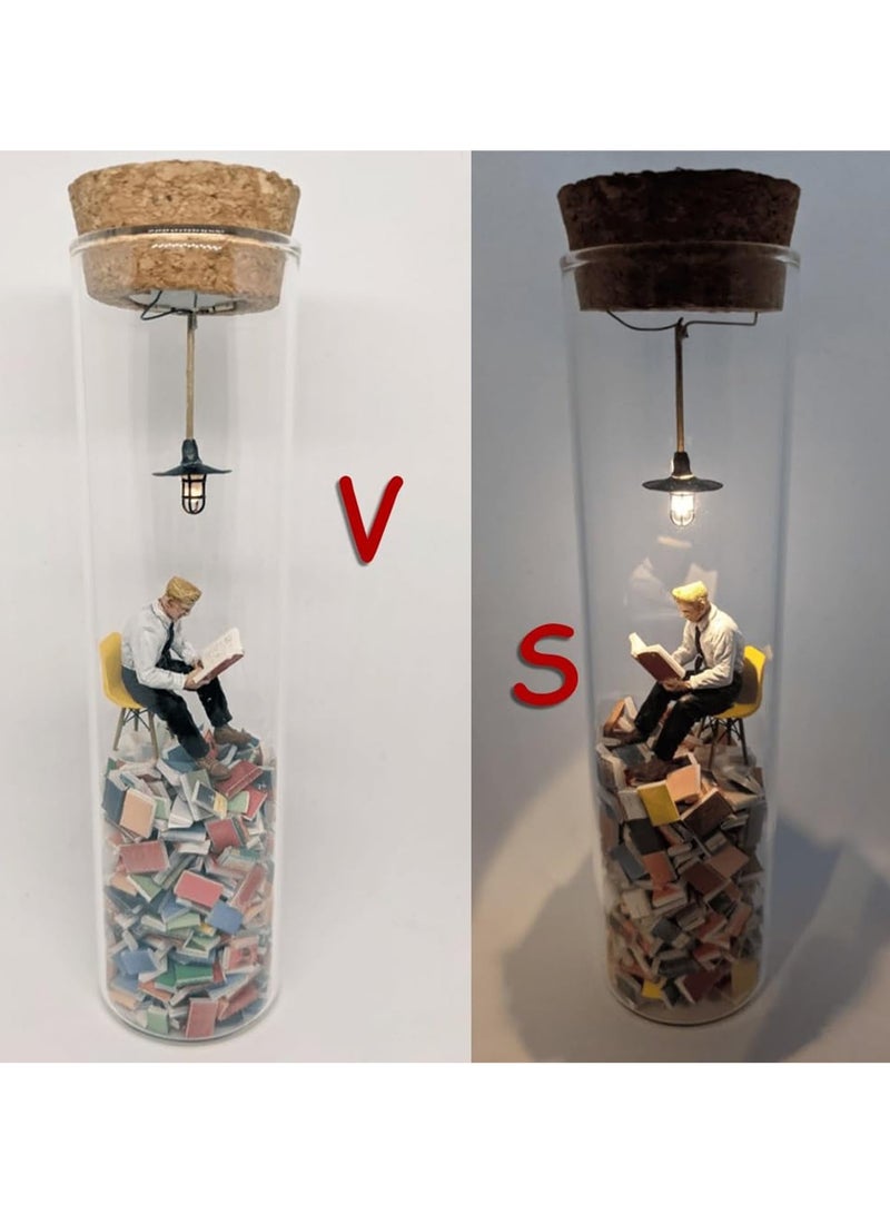 Zikra Test Tube Book Ornament, Test Tube Perspective Drawing, Microscopic Bibliophile Ornaments, Lonely Reader, Book Ornaments with Lights to Decorate Test Tubes, Wonderful Gifts for Loved Ones & Friend - Image 5