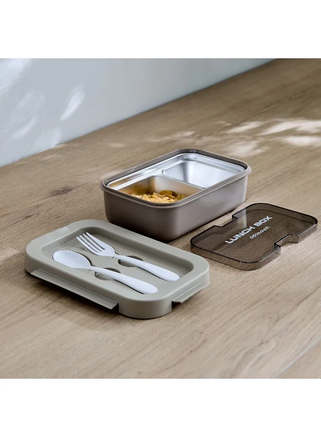 Home Box Ezra Stainless Steel Lunch Box with Spoon and Fork - 800 ml