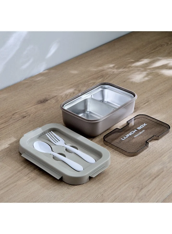 Home Box Ezra Stainless Steel Lunch Box with Spoon and Fork - 800 ml