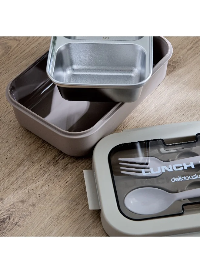 Home Box Ezra Stainless Steel Lunch Box with Spoon and Fork - 800 ml