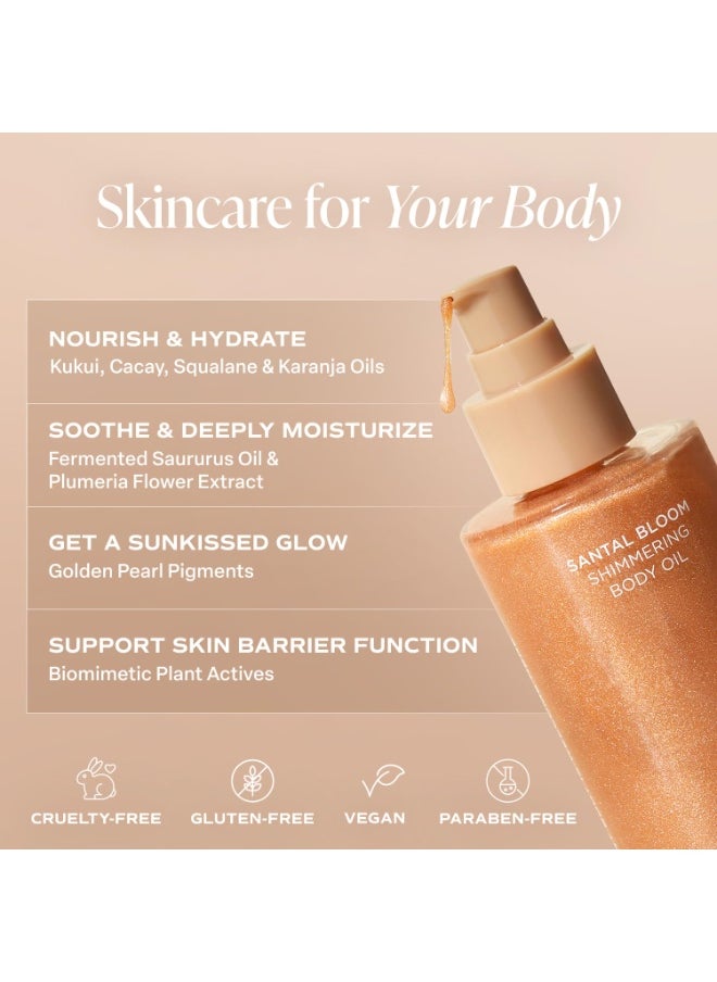 Saltair Saltair Shimmering Body Oil - Santal Bloom Scented Dry Oil Moisturizer with Light-Reflecting Pearl Pigments. Moisturizing Glow for All Skin Types - 4 Fl Oz  - Image 4