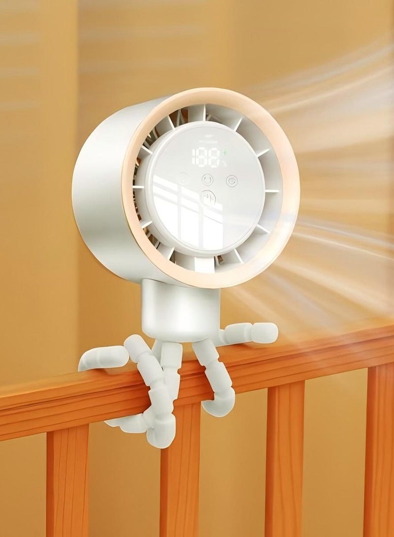ZTEK Baby Stroller Fan Portable Fan, Pushchair, Intelligent LED Display, Flexible Tripod Fan, Clip Fan, 360°, Removable, 100 Speeds,20000 mAh Rechargeable USB Fan - Image 1
