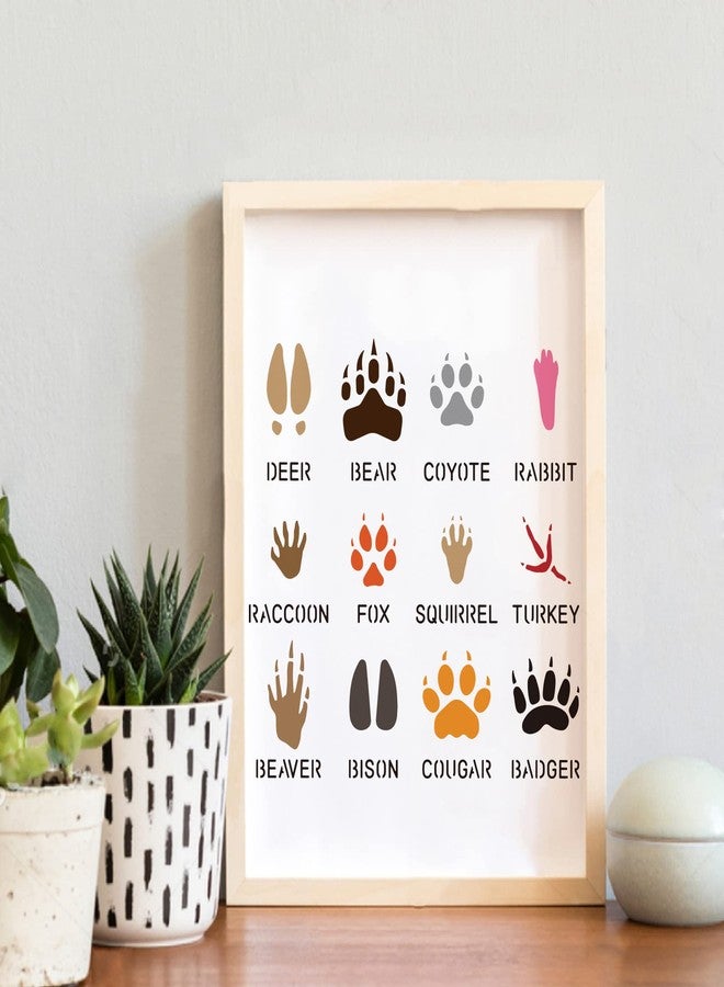 BENECREAT 12 Type Animal Footprint Paw Stencils, 12x12" Deer/Bear/Rabbit/Fox/Turkey Drawing Stencils for Wood Wall Painting and Scrapbooking - Image 5