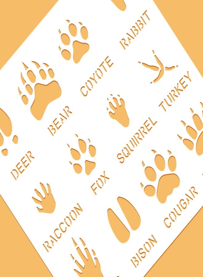 BENECREAT 12 Type Animal Footprint Paw Stencils, 12x12" Deer/Bear/Rabbit/Fox/Turkey Drawing Stencils for Wood Wall Painting and Scrapbooking - Image 4