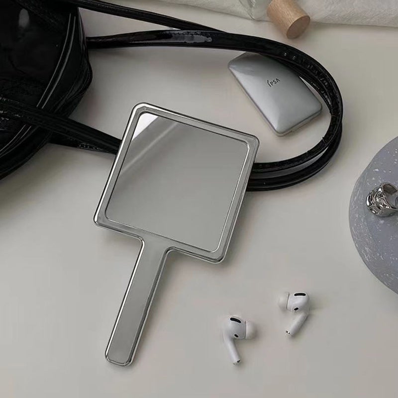 Handheld Retro Ins Style Makeup Mirror Hd Beauty Handle Mirror Portable Carry-On Makeup Square Hand Beauty Mirror - Image 5