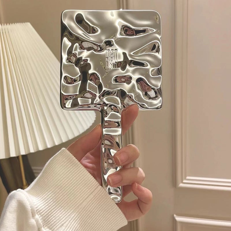 Handheld Retro Ins Style Makeup Mirror Hd Beauty Handle Mirror Portable Carry-On Makeup Square Hand Beauty Mirror - Image 2