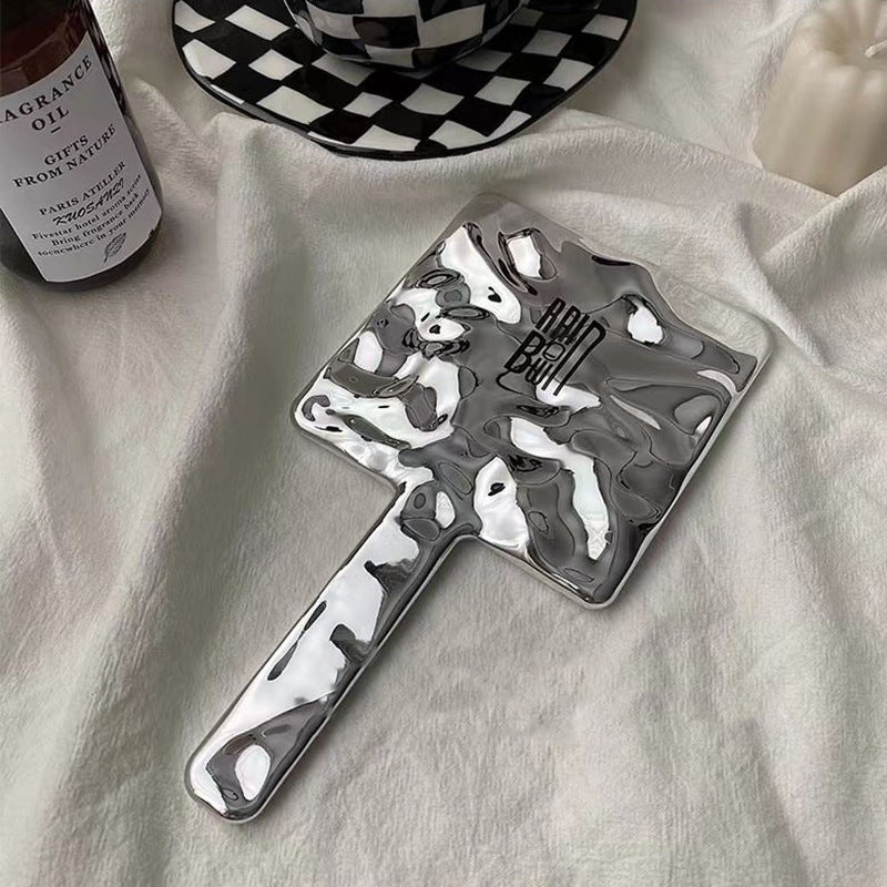 Handheld Retro Ins Style Makeup Mirror Hd Beauty Handle Mirror Portable Carry-On Makeup Square Hand Beauty Mirror - Image 3