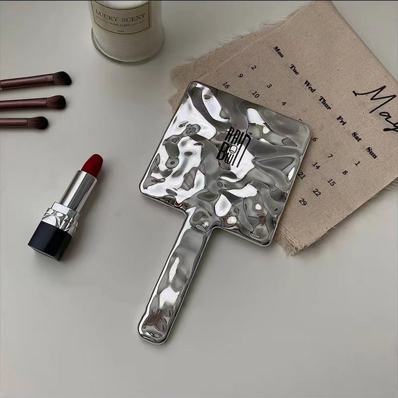 Handheld Retro Ins Style Makeup Mirror Hd Beauty Handle Mirror Portable Carry-On Makeup Square Hand Beauty Mirror - Image 4