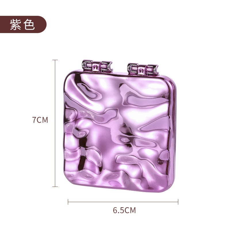 Handheld Retro Ins Style Makeup Mirror Hd Beauty Handle Mirror Portable Carry-On Makeup Square Hand Beauty Mirror - Image 1