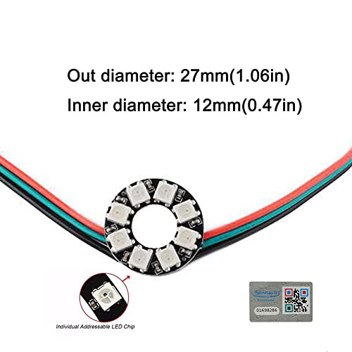 Sparkleiot 8 Bits WS2812 RGB LED Ring with SM2.54-3P Wire, DC5V WS2812B 5050 Full Color LED with Integrated Drivers Individually Addressable for Arduino Raspberry Pi ESP8266 Nodemcu (Pack of 2pcs) - Image 2