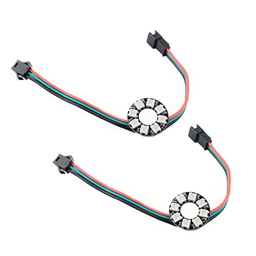 Sparkleiot 8 Bits WS2812 RGB LED Ring with SM2.54-3P Wire, DC5V WS2812B 5050 Full Color LED with Integrated Drivers Individually Addressable for Arduino Raspberry Pi ESP8266 Nodemcu (Pack of 2pcs) - Image 1