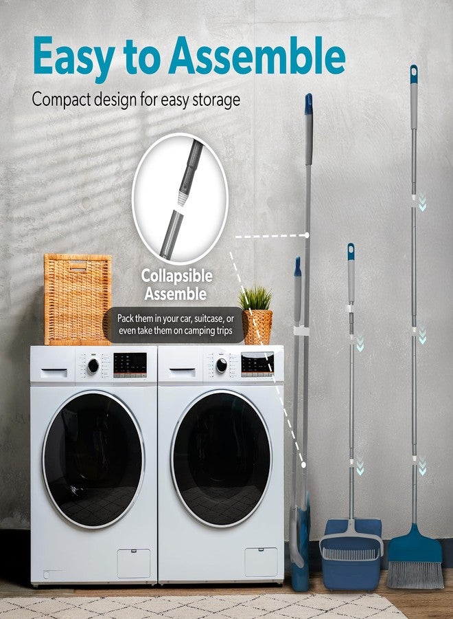 BLACK+DECKER مجموعة مكنسة ودلو غبار BLACK+DECKER - تصميم قائم - مجموعة خفيفة الوزن ومدخرة للمساحة للمطبخ وغرفة المعيشة والحمام وأرضيات الردهة - أساسي لتنظيف المنزل، أزرق محيطي - Image 4