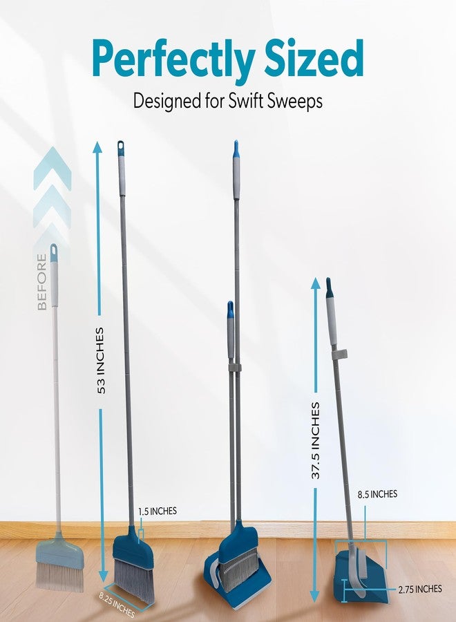 BLACK+DECKER مجموعة مكنسة ودلو غبار BLACK+DECKER - تصميم قائم - مجموعة خفيفة الوزن ومدخرة للمساحة للمطبخ وغرفة المعيشة والحمام وأرضيات الردهة - أساسي لتنظيف المنزل، أزرق محيطي - Image 3