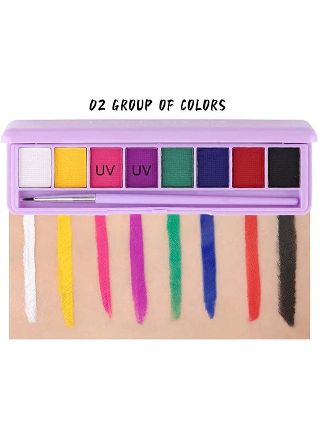 Mysense 16 Colors Water Activated Eyeliner Palette,Neon Face Paint,Fluorescent Bright Rainbow Colorful Body Paint Makeup,Matte and UV Blacklight Graphic Eyeliner,With Eyeliner Brush  - Image 3