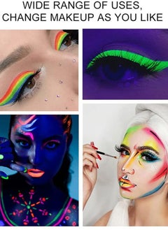 Mysense 16 Colors Water Activated Eyeliner Palette,Neon Face Paint,Fluorescent Bright Rainbow Colorful Body Paint Makeup,Matte and UV Blacklight Graphic Eyeliner,With Eyeliner Brush  - Image 5
