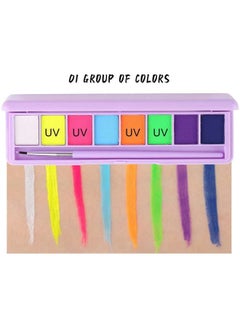 Mysense 16 Colors Water Activated Eyeliner Palette,Neon Face Paint,Fluorescent Bright Rainbow Colorful Body Paint Makeup,Matte and UV Blacklight Graphic Eyeliner,With Eyeliner Brush  - Image 2