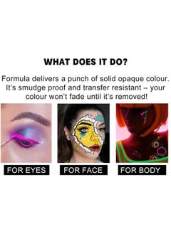 Mysense 16 Colors Water Activated Eyeliner Palette,Neon Face Paint,Fluorescent Bright Rainbow Colorful Body Paint Makeup,Matte and UV Blacklight Graphic Eyeliner,With Eyeliner Brush  - Image 4