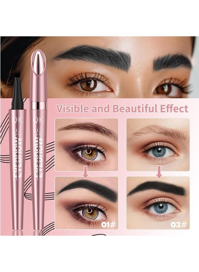 3D Waterproof Microblading Eyebrow Pencil, Brow Pencil with Micro-fork Tip - Grey, White - Image 4