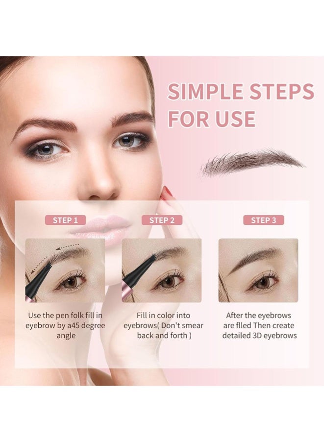 3D Waterproof Microblading Eyebrow Pencil, Brow Pencil with Micro-fork Tip - Grey, White - Image 2