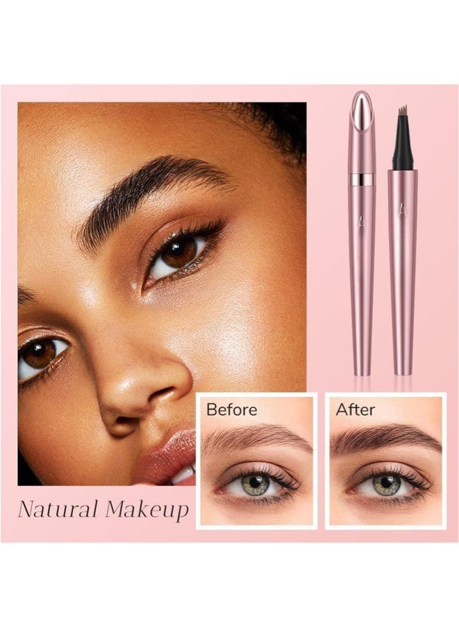 3D Waterproof Microblading Eyebrow Pencil, Brow Pencil with Micro-fork Tip - Grey, White - Image 5