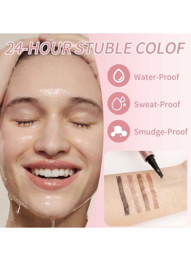 3D Waterproof Microblading Eyebrow Pencil, Brow Pencil with Micro-fork Tip - Grey, White - Image 3