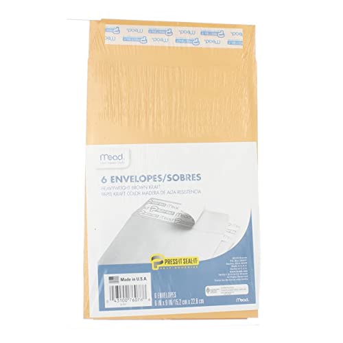 MeadWestvaco 76078 6" X 9" Heavyweight Kraft Press-It Seal-It Envelopes 6 Count - Image 4