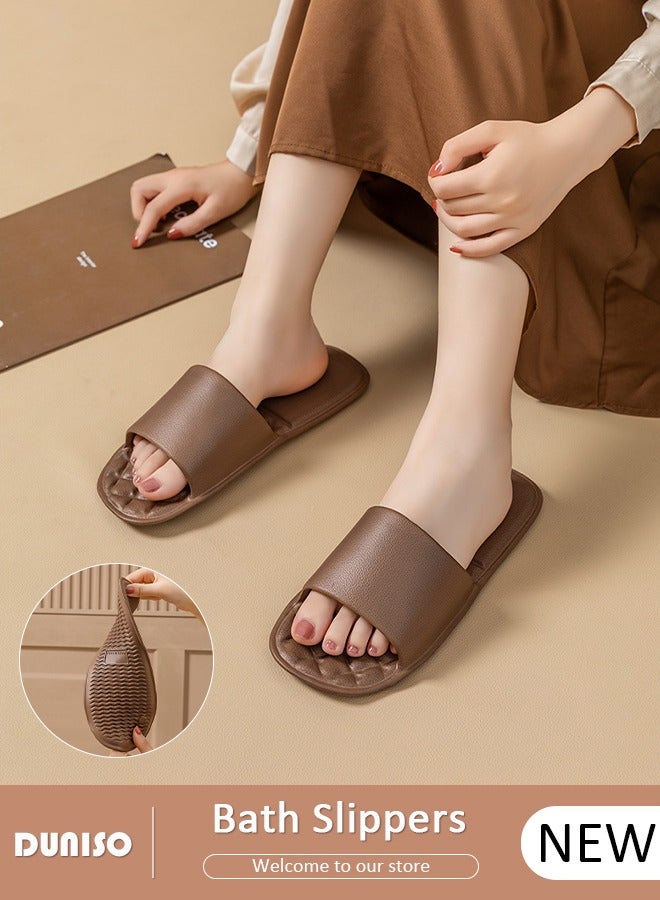 DUNISO شبشب سريع الجفاف للجنسين، شباشب حمام، شباشب داخلية مضادة للانزلاق، صنادل مسطحة خفيفة الوزن، شباشب قابلة للطي والتخلص منها للسفر والاستحمام في الفندق - Image 1