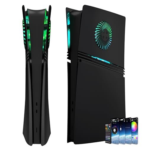 Dobewingdelou Cover Plates for PS5 Pro Digital Edition with RGB Light Strip and Dust Filter with Cooling Vents DOBEWINGDELOU 400 Effects LED Light Ring Console Face Plate Cover DIY Decoration Kit Accessorie Black - Image 1