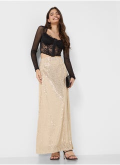 Ginger Sequin Maxi Skirt In Gold  - Image 4