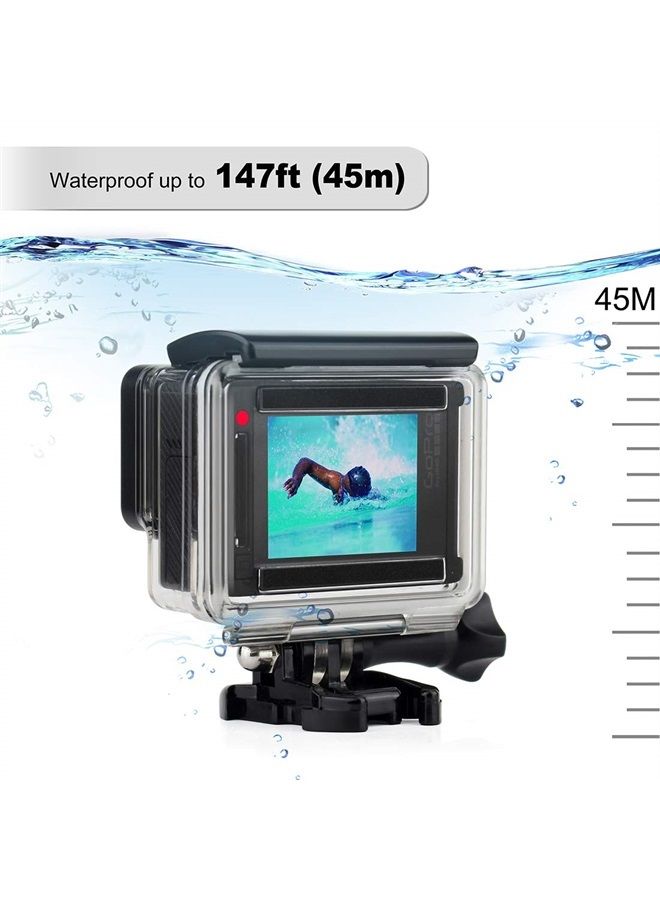 GEPULY Waterproof Housing Case for GoPro Hero 4, Hero 3+, Hero 3 Underwater Photography - Waterproof Up to 131 ft (40M) - with Quick Release Mount, Thumb Screw, Tripod Mount Adapter  - Image 2