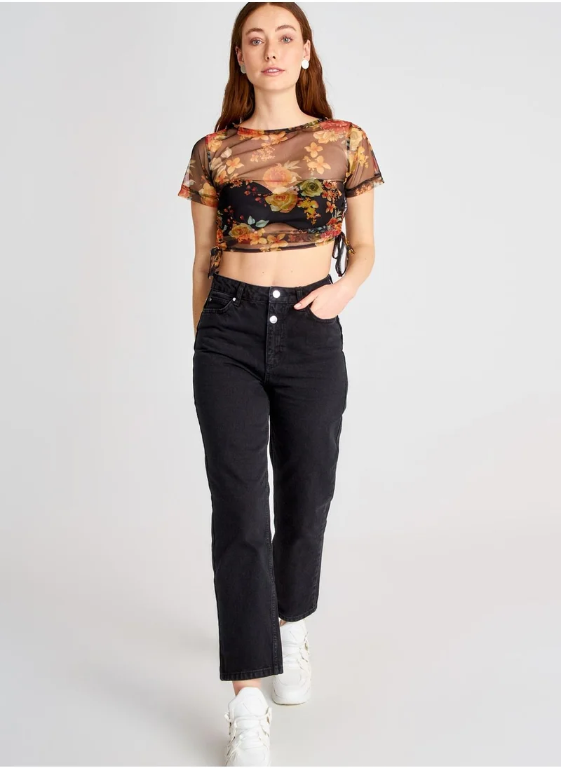 trendyol Button Detail High Waist Jeans