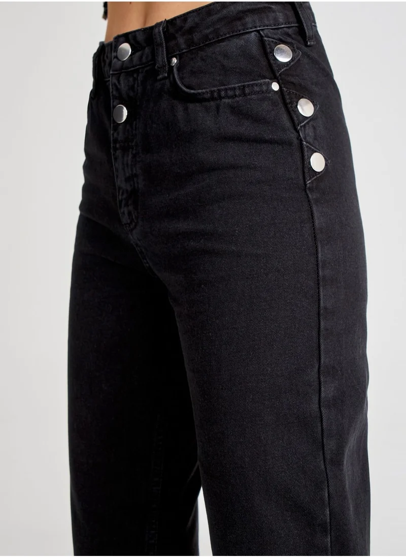 trendyol Button Detail High Waist Jeans