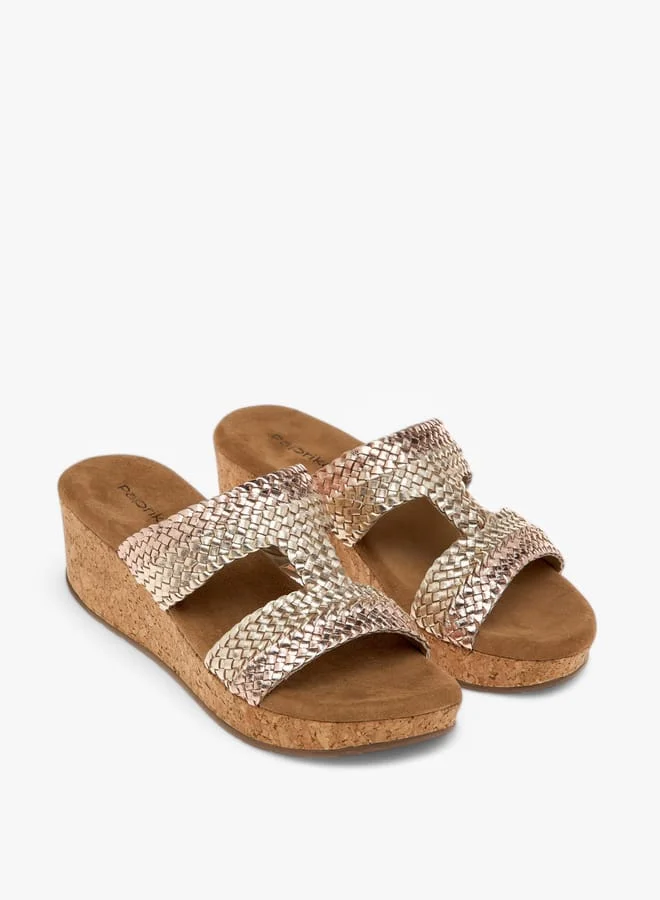 بابريكا Women's Textured Leather Slip-On Strap Sandals Ramadan Collection