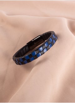 Stainless Steel Black & Black/Blue Leather Bracelet For Men - pzsku/Z9688E06E5B17F5ED1701Z/45/_/1737287205/196a9fd5-ebb9-42b8-b031-93667e1d428d