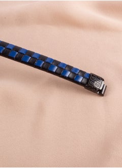 Stainless Steel Black & Black/Blue Leather Bracelet For Men - pzsku/Z9688E06E5B17F5ED1701Z/45/_/1737287220/a6cce6ad-2240-409d-a9a6-ecb20e5bb3d3