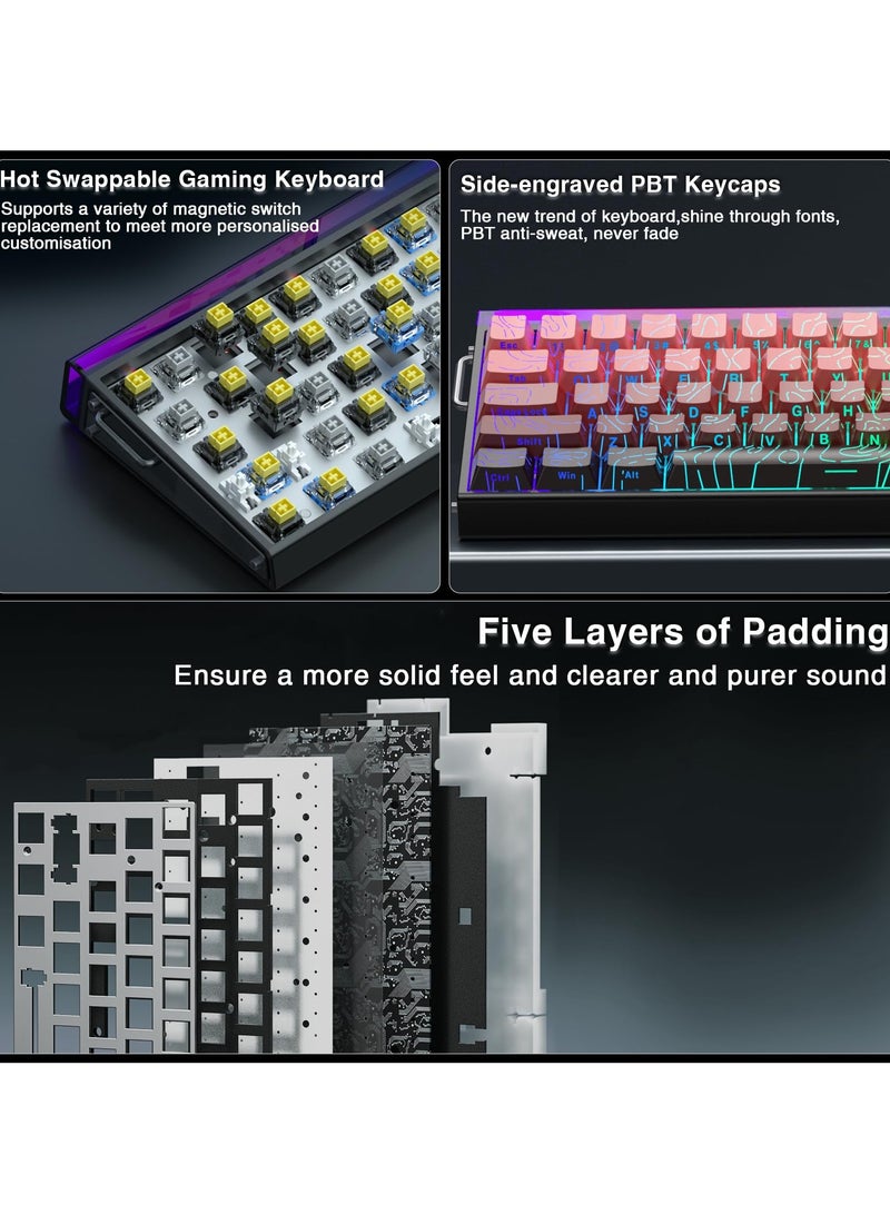 AULA HERO 68 HE 60% Wired Gaming Keyboard, Hall Effect Magnetic Switch Keyboard with Adjustable Actuation, Rapid Trigger Mode, 8K Hz Polling Rate, 0.125ms Latency,RGB Backlit, Side Printed PBT Keycaps  - Image 5