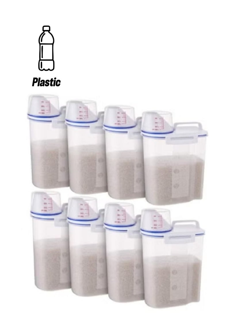 شيزي طقم حاويات تخزين من البلاستيك مع فوهة صب وكوب قياس مكون من 8 قطع شفاف/أزرق 2لترات