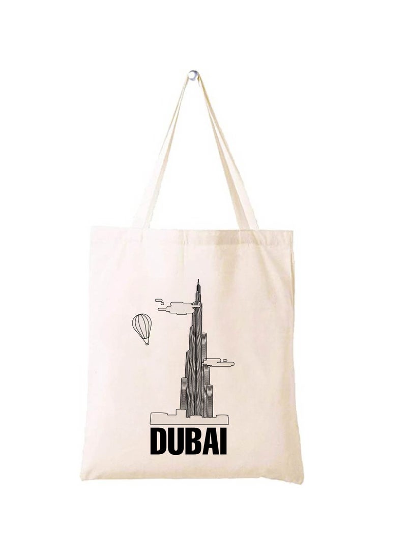 Cotton Tote Bag with Dubai Skyline Design - Eco-Friendly Souvenir and Travel Accessory - Great Gift and Travel Companion - Perfect for Shopping and Everyday Use  - Image 1