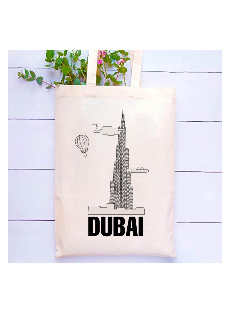 Cotton Tote Bag with Dubai Skyline Design - Eco-Friendly Souvenir and Travel Accessory - Great Gift and Travel Companion - Perfect for Shopping and Everyday Use  - Image 2