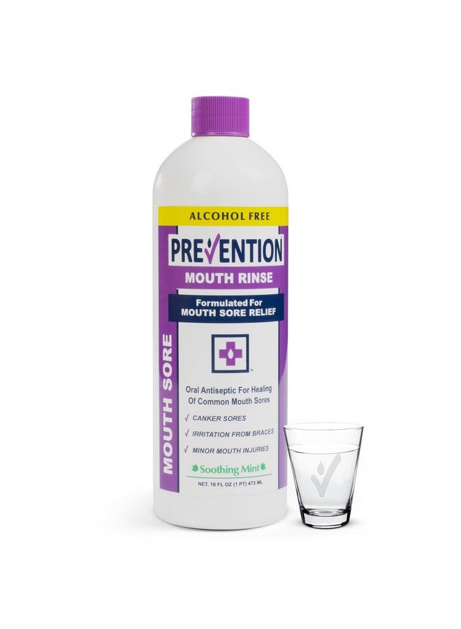 PHS Brands Prevention Mouth Sore Rinse with Hydrogen Peroxide, Canker Sore Treatment, Oral Pain Relief Mouthwash for Sores Ulcers and Braces, Alcohol-Free and Fluoride-Free, Soothing Mint 16 oz 1-Pack - Image 1